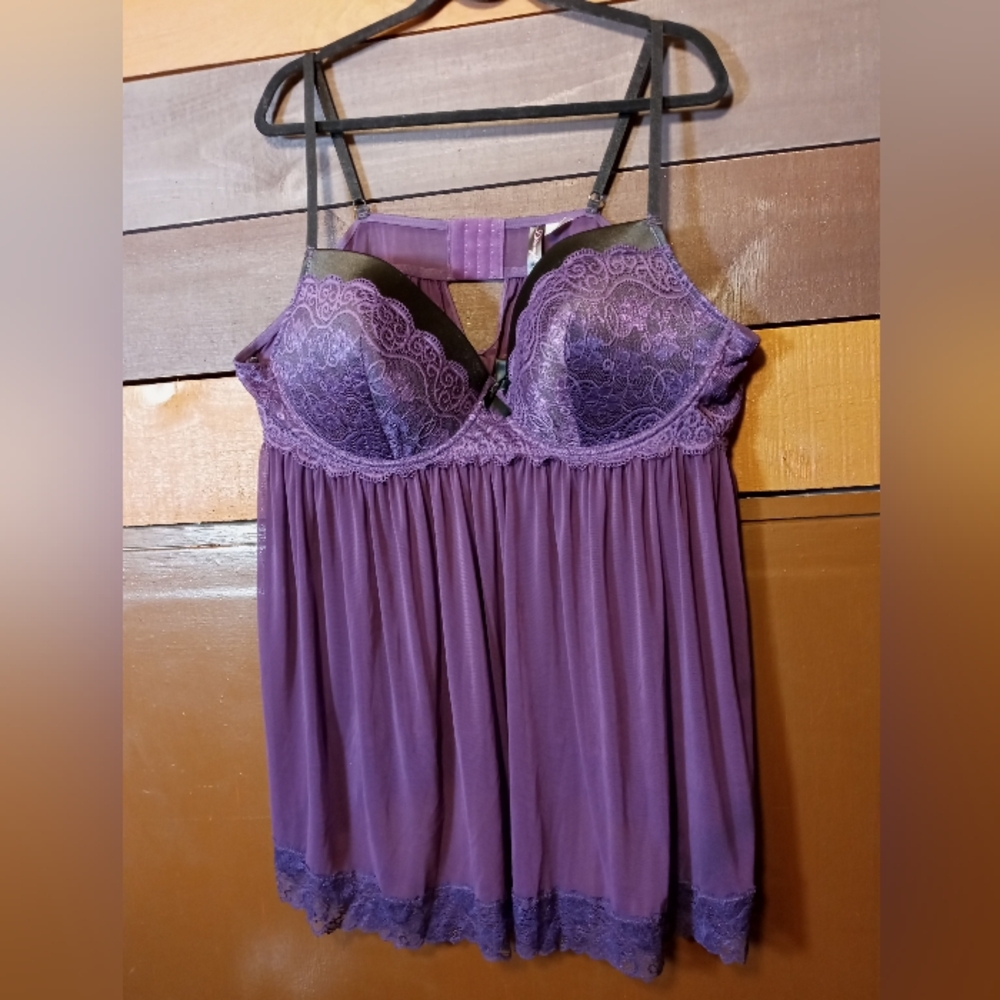 NWOT Dreamgirl 3X Super Sexy Purple/black Babydoll style Stunning Lingerie